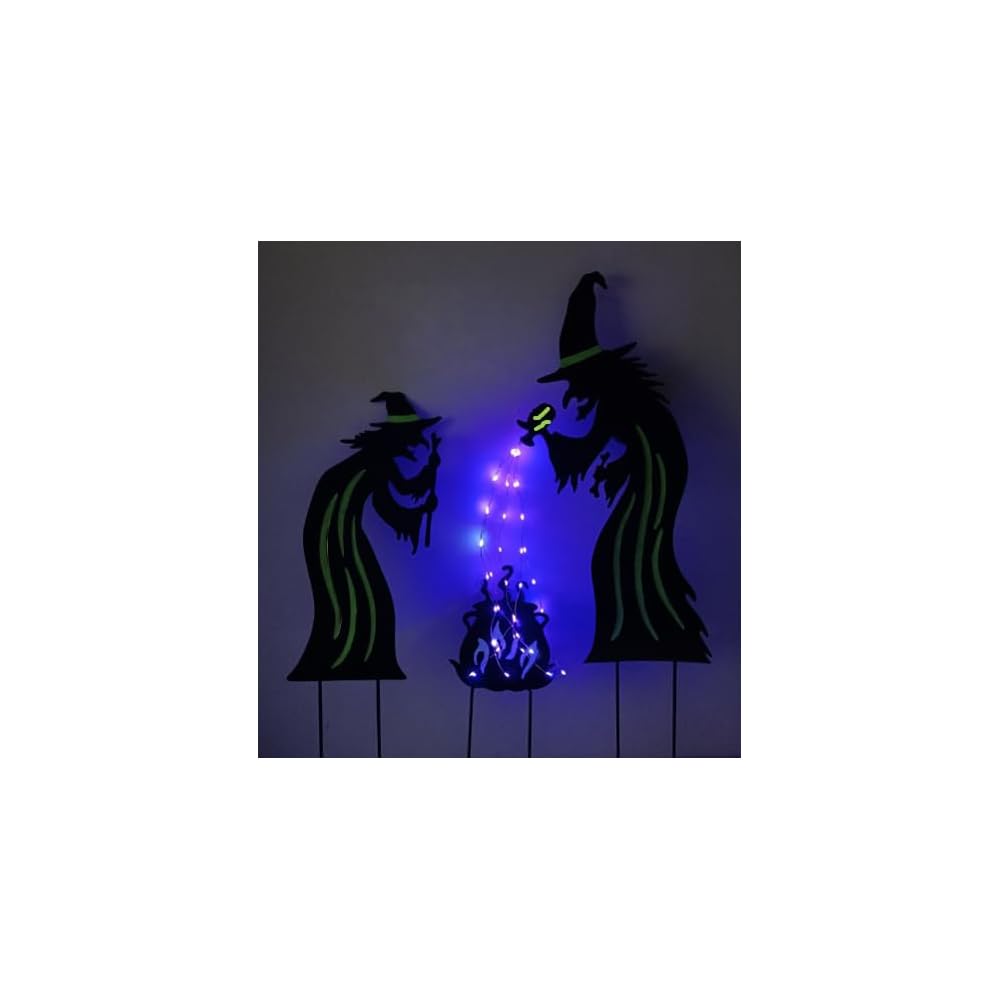 Juegoal Halloween Decorations Outdoor, 3 Pack Metal Witch Yard Stakes