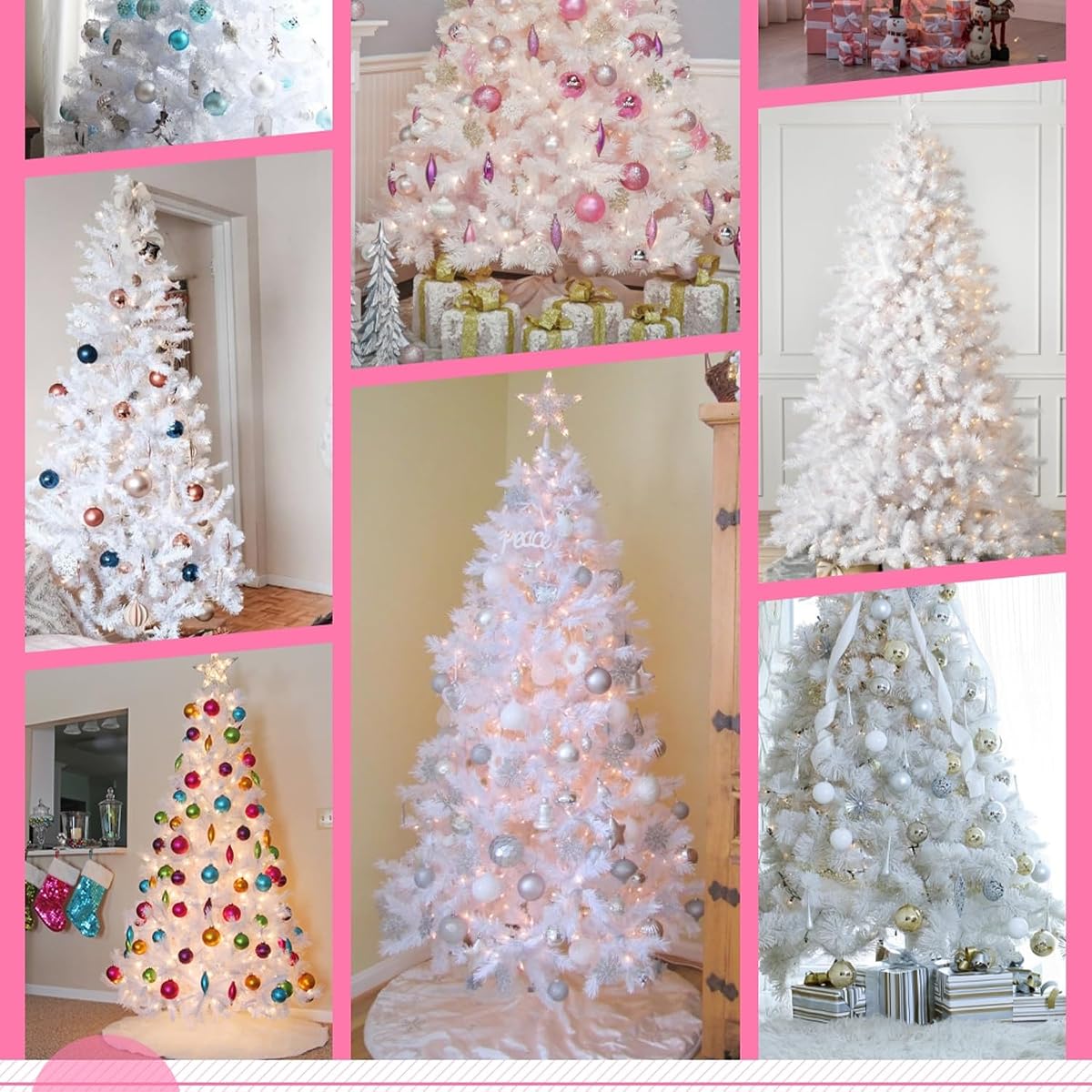 Juegoal 6 FT Artificial Christmas Tree (NOT Pre-Strung) with Remote Control, 300 LED Warm White & Multicolor Changing Lights, Fake Xmas Pine Tree with Metal Legs, 850 Branch Tips, White - detail image 5
