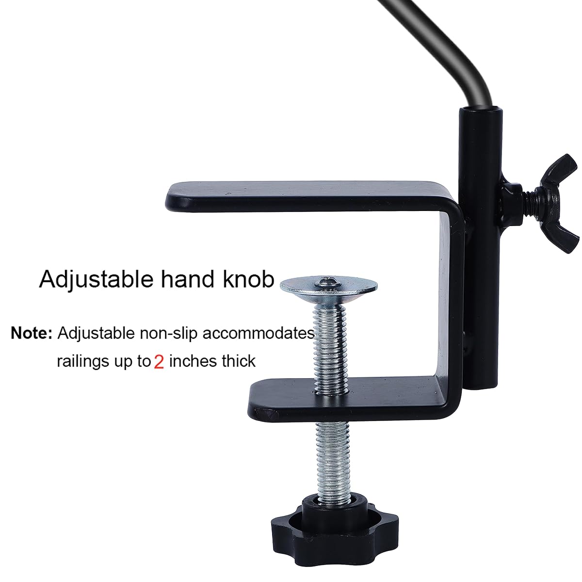 Juegoal 2 Pack Heavy Duty Deck Hook with 2 Inch Non Slip Clamp, 25 or 36 Inch Extended Reach Deck Hook, Adjustable Rail Pole Plant Bracket for Hanging Bird Feeder, Suet Baskets, Lanterns, Wind Chimes - imagem de detalhe 6