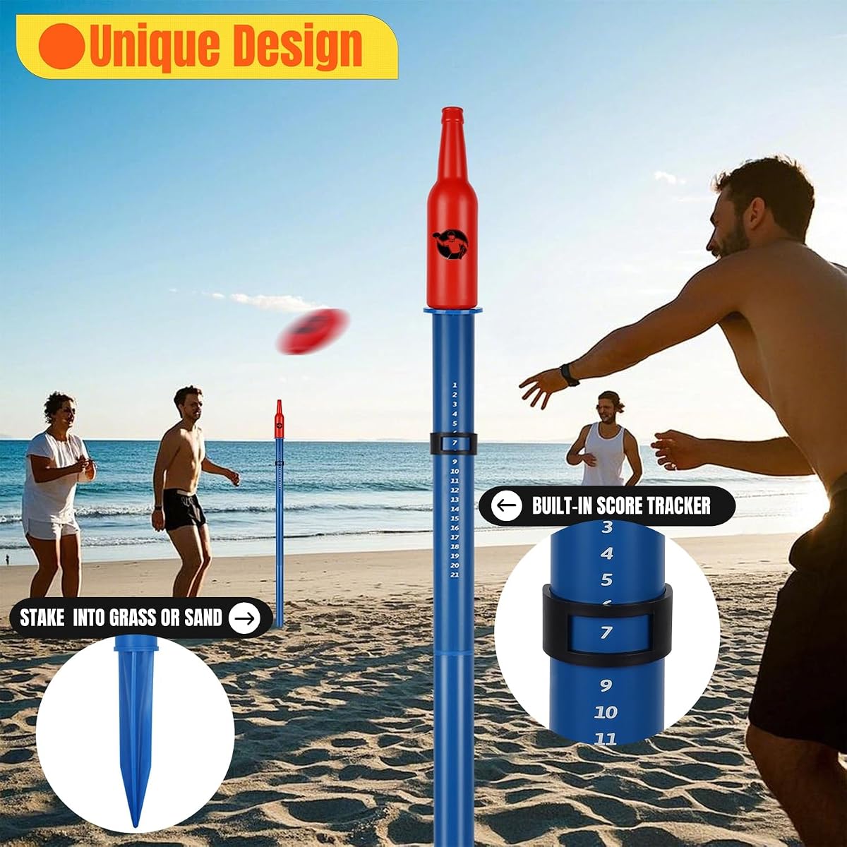 Juegoal Outdoor Flying Disc Game Set Upgrade, Yard Games Bottle Drop Frisbee Set for Family Adults and Kids, Outside Fun Disc Toss Game for Beach Lawn Backyard Park Camping - imagem de detalhe 2