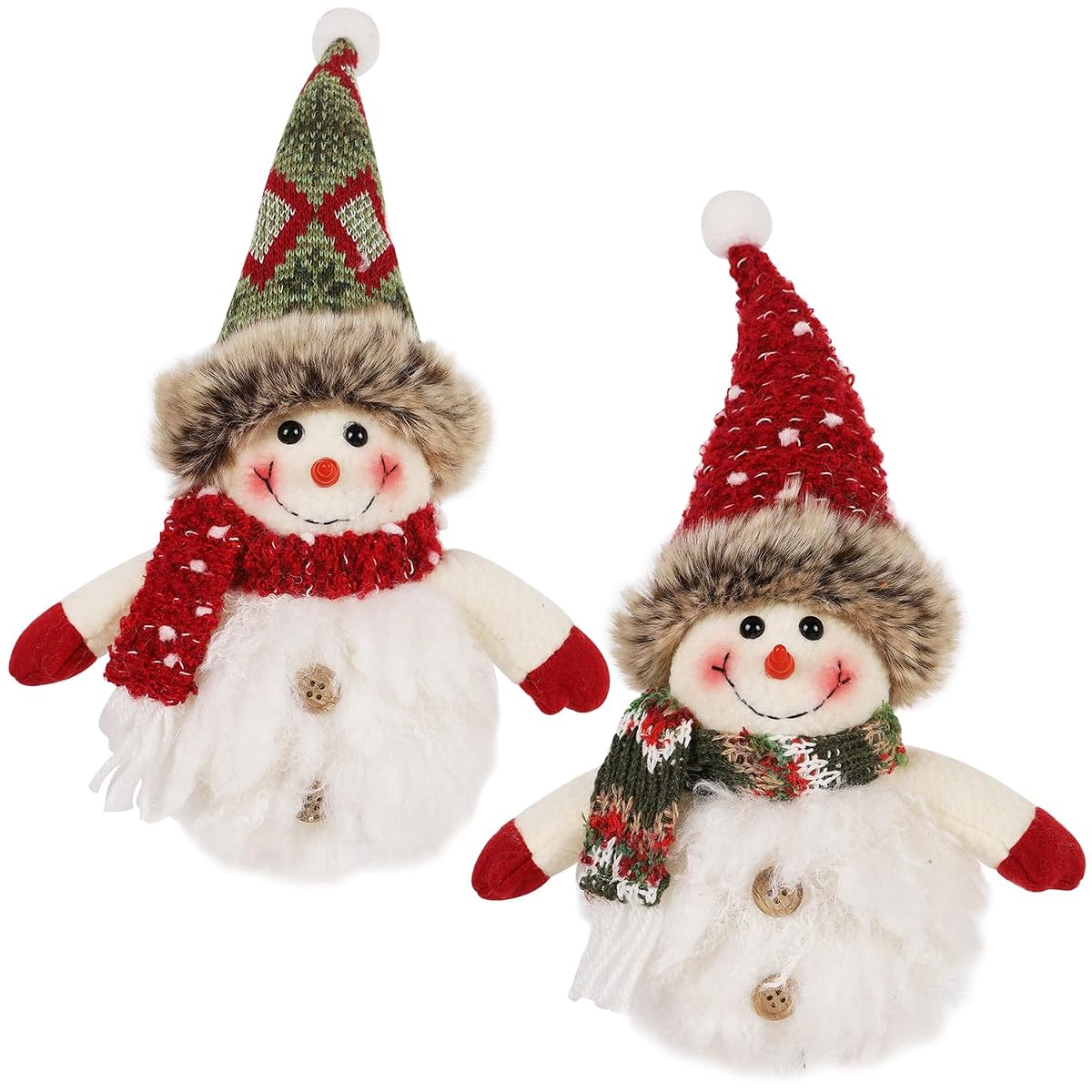 Juegoal 2 Pack Christmas Table Decorations, 10 Inch Lighted Snowmen Figurines, Light Up Snowman Holiday Present, Battery Operated Xmas Gifts Tabletop Ornaments Dinner Party Supplies, Brown Brim - imagem de detalhe 6