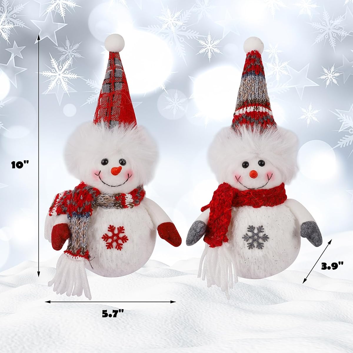 Juegoal 2 Pack Christmas Table Decorations, 10 Inch Lighted Snowmen Figurines, Light Up Snowman Holiday Present, Battery Operated Xmas Gifts Winter Tabletop Ornaments Dinner Party Supplies - detail image 1