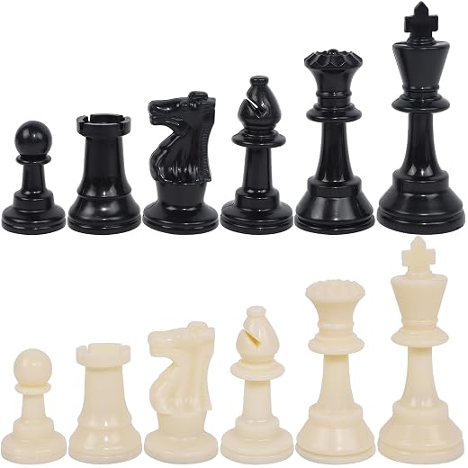 Juegoal Plastic Chess Pieces Only, 32 Pieces Each Chessmen Pieces, 3.75 Inch King Figures Chess Game Pawns Figurine Pieces, Replacement of Missing Piece