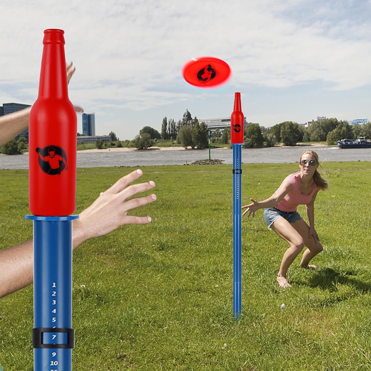 Juegoal Outdoor Flying Disc Game Set Upgrade, Yard Games Bottle Drop Frisbee Set for Family Adults and Kids, Outside Fun Disc Toss Game for Beach Lawn Backyard Park Camping - imagem de detalhe 1