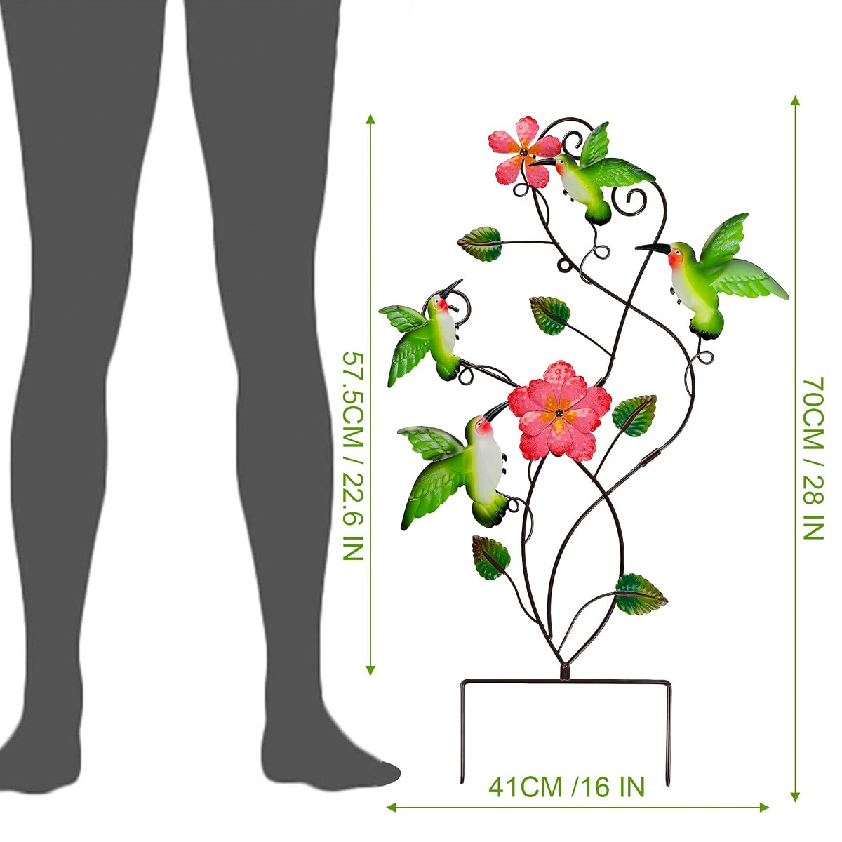 Juegoal 28 Inch Hummingbirds Garden Stake Decor, Colorful Look & Personalities Flowers Metal Wall Art Spring Decoration, Yard Outdoor Lawn Pathway Patio Ornaments - imagem de detalhe 4