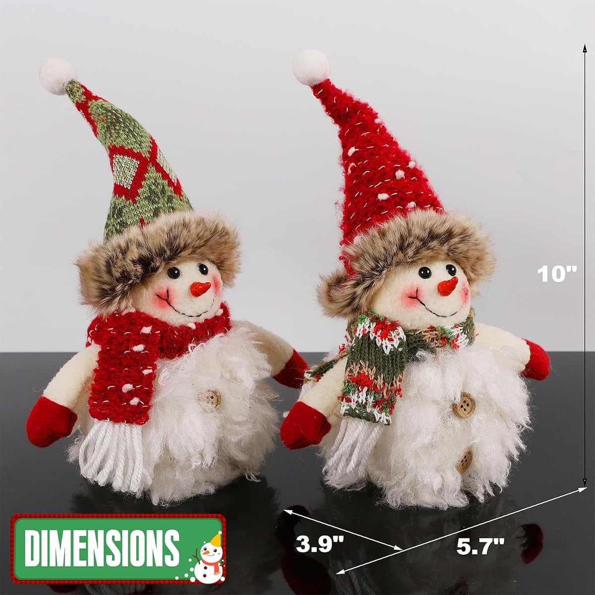 Juegoal 2 Pack Christmas Table Decorations, 10 Inch Lighted Snowmen Figurines, Light Up Snowman Holiday Present, Battery Operated Xmas Gifts Tabletop Ornaments Dinner Party Supplies, Brown Brim - imagem de detalhe 1