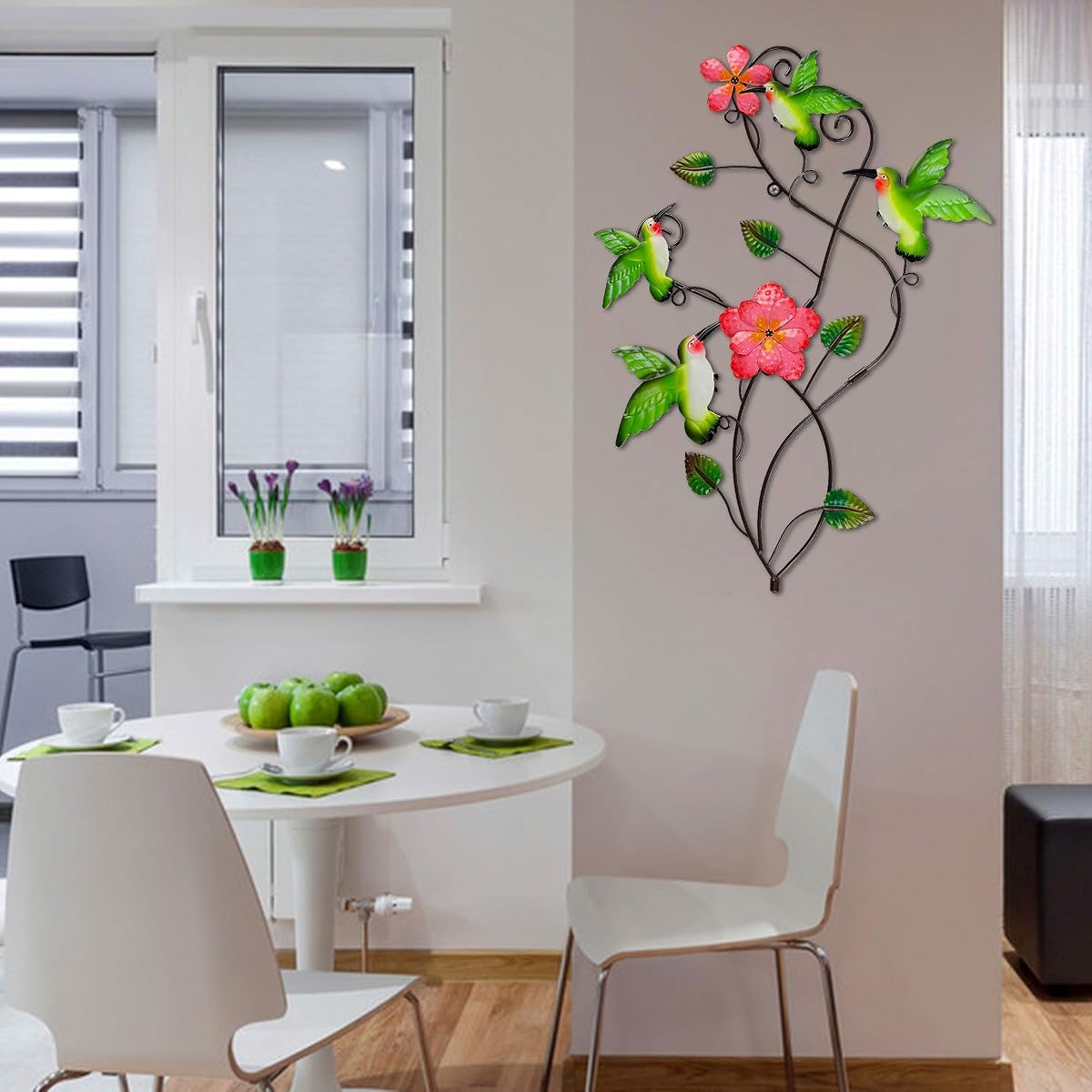 Juegoal 28 Inch Hummingbirds Garden Stake Decor, Colorful Look & Personalities Flowers Metal Wall Art Spring Decoration, Yard Outdoor Lawn Pathway Patio Ornaments - imagem de detalhe 2