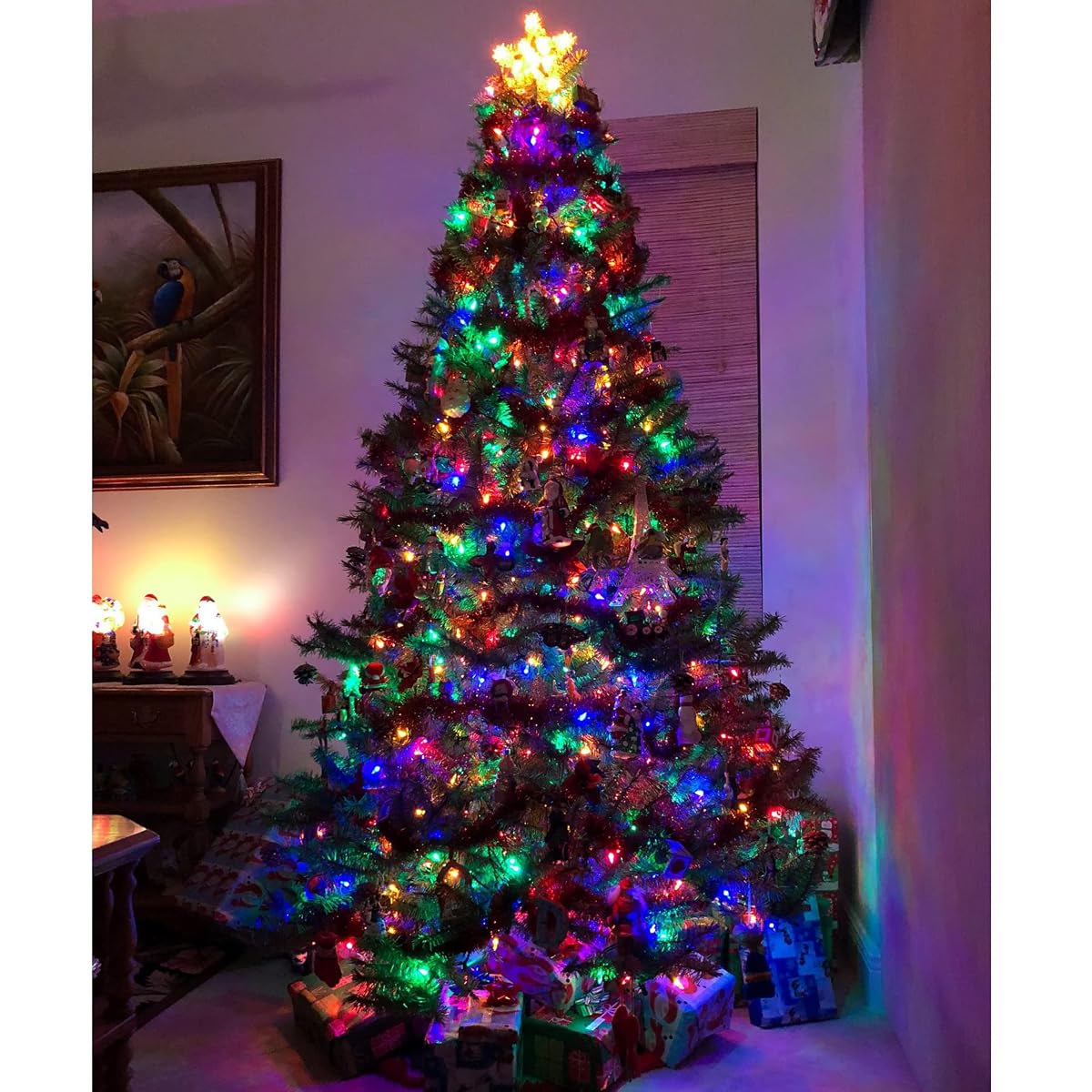 Juegoal 6 Foot Artificial Christmas Tree(NOT Pre-Strung), with 300 LED Warm White & Color Changing Lights, Fake Xmas Tree with Metal Legs, 850 Tips - detail image 4