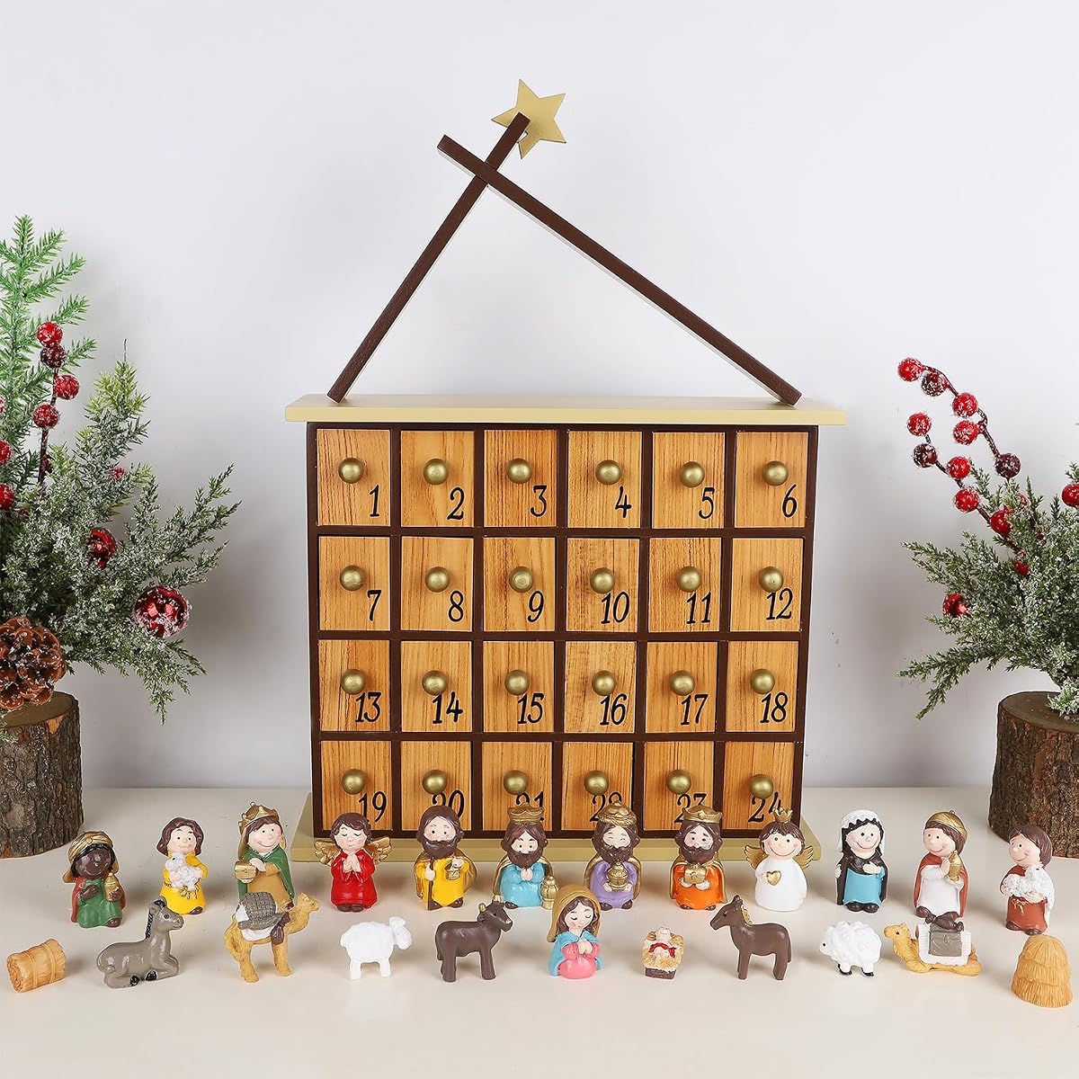 Juegoal Nativity Advent Calendar, Countdown to Christmas Advent Calendar with 24 Pieces Figures & 24 Drawers, Christian Religious Stocking Stuffers Presents Party Favors Gifts for All Ages Boys Girls - detail image 6