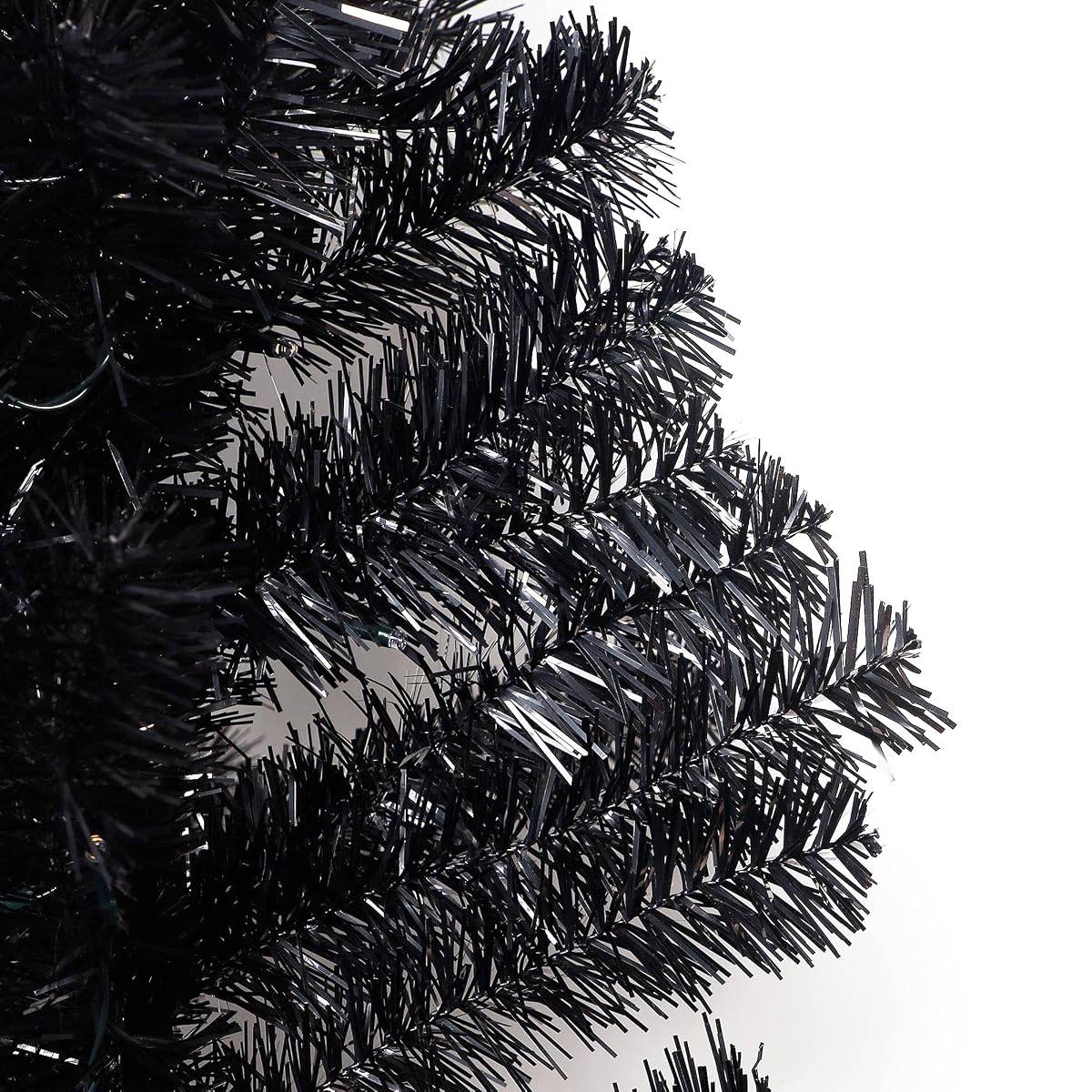 Juegoal Lighted Artificial Halloween Black Christmas Tree, 4FT Black Tinsel Pine Tree with 70 LED Purple Lights, 8 Modes & Timer for Home Party Decorations - detail image 3