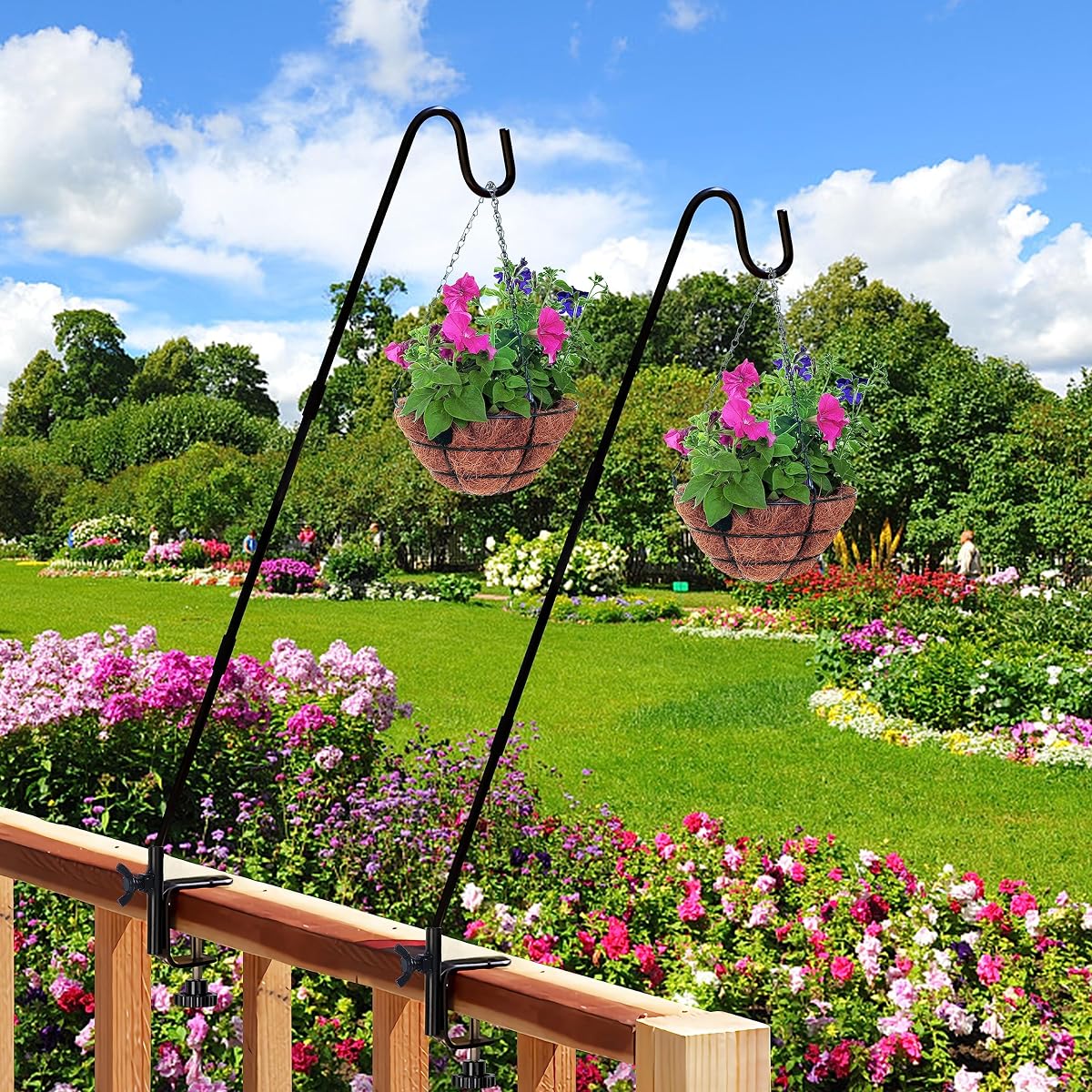 Juegoal 2 Pack Heavy Duty Deck Hook with 2 Inch Non Slip Clamp, 25 or 36 Inch Extended Reach Deck Hook, Adjustable Rail Pole Plant Bracket for Hanging Bird Feeder, Suet Baskets, Lanterns, Wind Chimes - imagem de detalhe 3